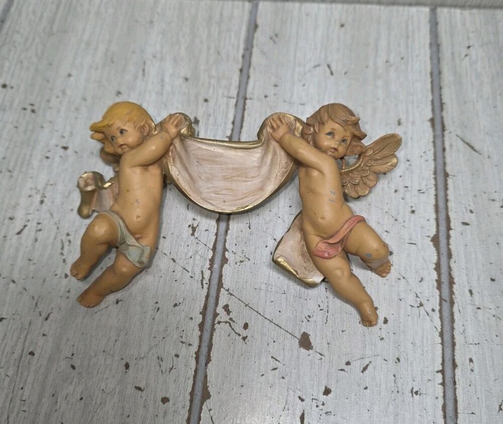 Vtg 1988 Cherubs Holding Banner Fontanini Nativity Christmas Festive Holiday 5"